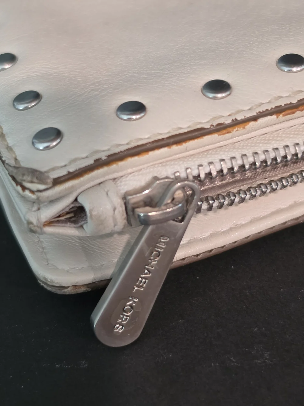 Michael Kors Cream Studded Leather Wallet Clutch